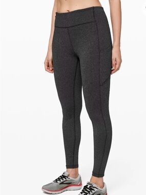 Lululemon Speed Up Tight 28" Power Luxtreme Variegated Knit Black Heathered Sz 6
